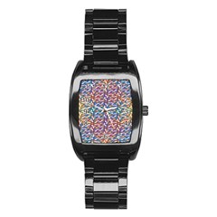 Colorful Flowers Stainless Steel Barrel Watch by Sparkle