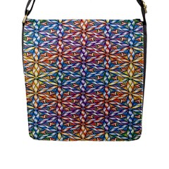 Colorful Flowers Flap Closure Messenger Bag (l) by Sparkle