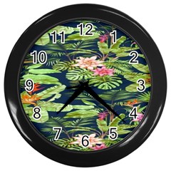 Flowers Pattern Wall Clock (black) by Sparkle