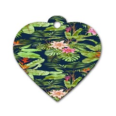 Flowers Pattern Dog Tag Heart (one Side) by Sparkle