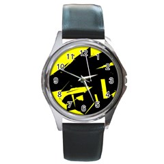 Abstract Pattern Round Metal Watch by Sparkle