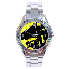 Abstract Pattern Stainless Steel Analogue Watch by Sparkle