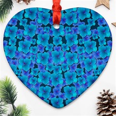 Blue In Bloom On Fauna A Joy For The Soul Decorative Heart Ornament (two Sides) by pepitasart