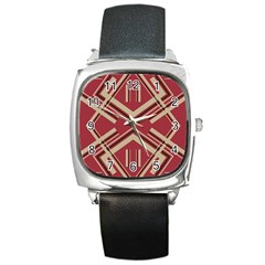 Abstract Pattern Geometric Backgrounds   Square Metal Watch by Eskimos