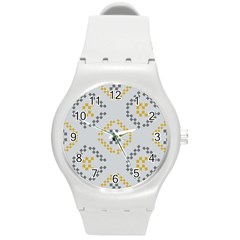 Abstract Pattern Geometric Backgrounds   Round Plastic Sport Watch (m) by Eskimos