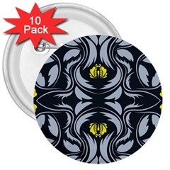 Folk Flowers Print Floral Pattern Ethnic Art 3  Buttons (10 Pack)  by Eskimos