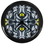 Folk flowers print Floral pattern Ethnic art Wall Clock (Black) Front