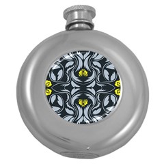 Folk Flowers Print Floral Pattern Ethnic Art Round Hip Flask (5 Oz) by Eskimos