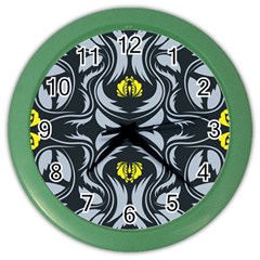 Folk Flowers Print Floral Pattern Ethnic Art Color Wall Clock by Eskimos