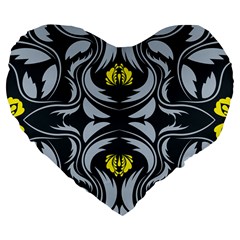 Folk Flowers Print Floral Pattern Ethnic Art Large 19  Premium Flano Heart Shape Cushions by Eskimos