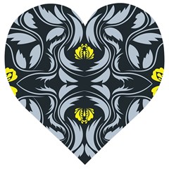 Folk Flowers Print Floral Pattern Ethnic Art Wooden Puzzle Heart by Eskimos