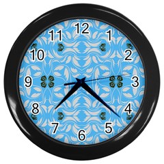 Folk Flowers Print Floral Pattern Ethnic Art Wall Clock (black) by Eskimos