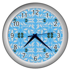 Folk Flowers Print Floral Pattern Ethnic Art Wall Clock (silver) by Eskimos