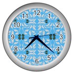 Folk flowers print Floral pattern Ethnic art Wall Clock (Silver) Front