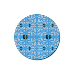 Folk Flowers Print Floral Pattern Ethnic Art Rubber Coaster (round) by Eskimos