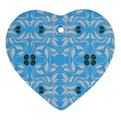 Folk Flowers Print Floral Pattern Ethnic Art Heart Ornament (two Sides) by Eskimos