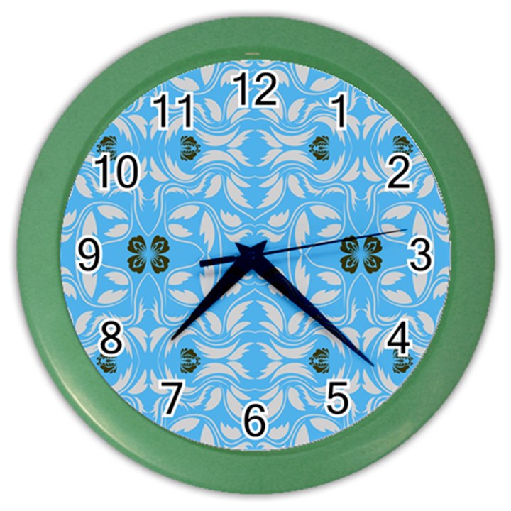 Folk flowers print Floral pattern Ethnic art Color Wall Clock