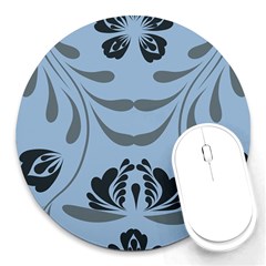 Folk Flowers Print Floral Pattern Ethnic Art Round Mousepads by Eskimos