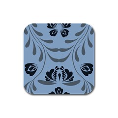 Folk Flowers Print Floral Pattern Ethnic Art Rubber Square Coaster (4 Pack) by Eskimos