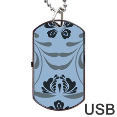 Folk Flowers Print Floral Pattern Ethnic Art Dog Tag Usb Flash (two Sides) by Eskimos