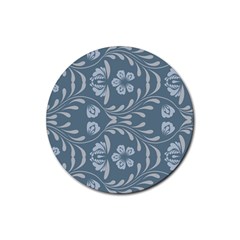 Folk Flowers Print Floral Pattern Ethnic Art Rubber Round Coaster (4 Pack) by Eskimos