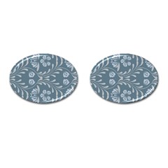 Folk Flowers Print Floral Pattern Ethnic Art Cufflinks (oval) by Eskimos