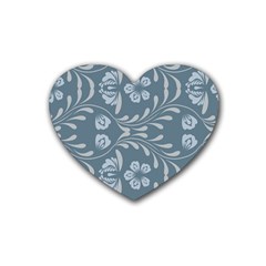 Folk Flowers Print Floral Pattern Ethnic Art Rubber Heart Coaster (4 Pack) by Eskimos