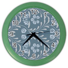 Folk Flowers Print Floral Pattern Ethnic Art Color Wall Clock by Eskimos