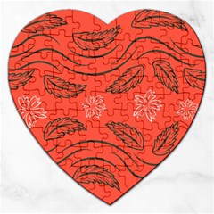 Folk Flowers Print Floral Pattern Ethnic Art Jigsaw Puzzle (heart) by Eskimos