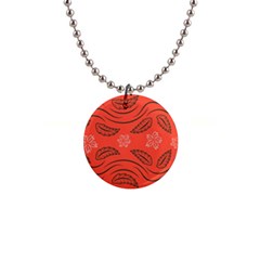 Folk Flowers Print Floral Pattern Ethnic Art 1  Button Necklace by Eskimos