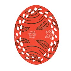 Folk Flowers Print Floral Pattern Ethnic Art Oval Filigree Ornament (two Sides) by Eskimos