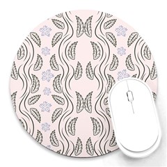 Folk Flowers Print Floral Pattern Ethnic Art Round Mousepads by Eskimos