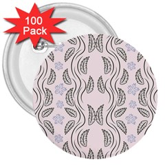 Folk Flowers Print Floral Pattern Ethnic Art 3  Buttons (100 Pack)  by Eskimos