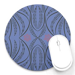 Folk Flowers Print Floral Pattern Ethnic Art Round Mousepads by Eskimos