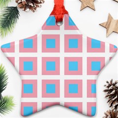 Trans Flag Squared Plaid Ornament (star) by WetdryvacsLair