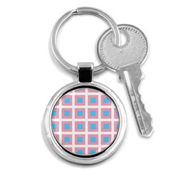 Trans Flag Squared Plaid Key Chain (round) by WetdryvacsLair