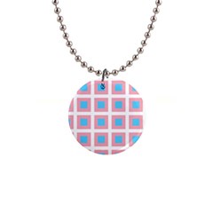 Trans Flag Squared Plaid 1  Button Necklace by WetdryvacsLair