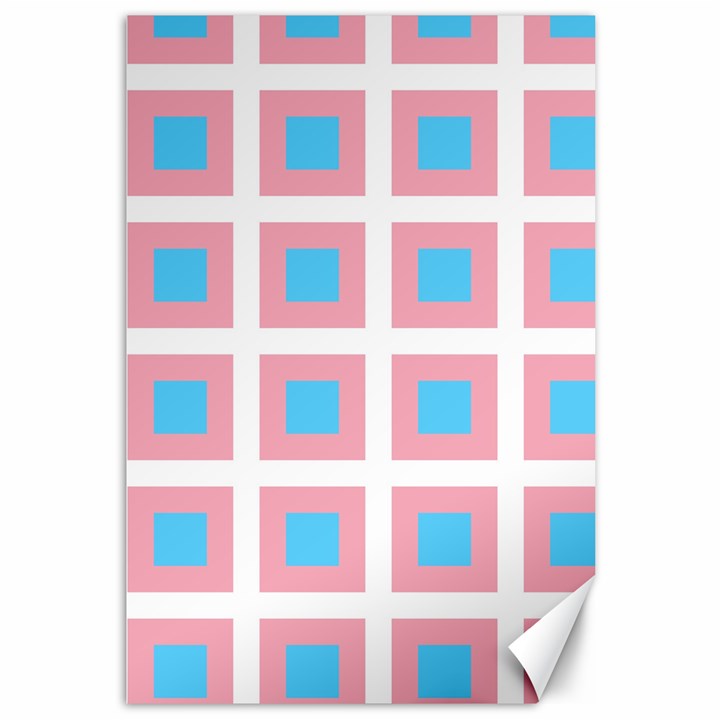 Trans Flag Squared Plaid Canvas 12  x 18 