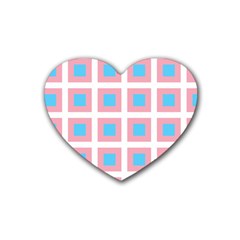 Trans Flag Squared Plaid Rubber Coaster (heart) by WetdryvacsLair