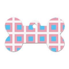 Trans Flag Squared Plaid Dog Tag Bone (two Sides) by WetdryvacsLair