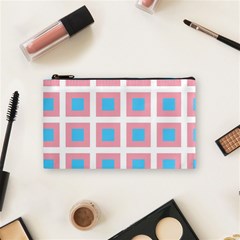 Trans Flag Squared Plaid Cosmetic Bag (small) by WetdryvacsLair