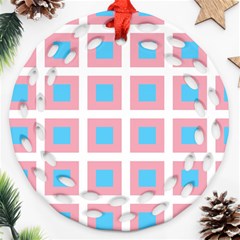 Trans Flag Squared Plaid Ornament (round Filigree) by WetdryvacsLair