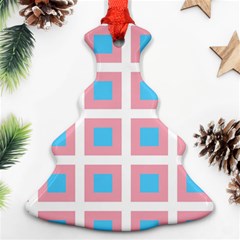 Trans Flag Squared Plaid Christmas Tree Ornament (two Sides)