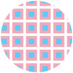 Trans Flag Squared Plaid Wooden Puzzle Round by WetdryvacsLair