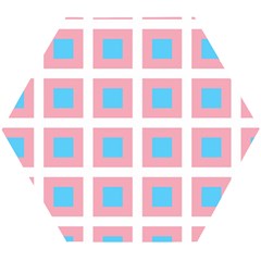 Trans Flag Squared Plaid Wooden Puzzle Hexagon by WetdryvacsLair