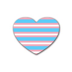 Trans Flag Stripes Rubber Coaster (heart) by WetdryvacsLair