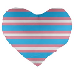 Trans Flag Stripes Large 19  Premium Heart Shape Cushions by WetdryvacsLair