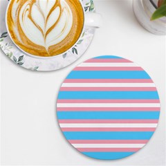 Trans Flag Stripes Uv Print Round Tile Coaster