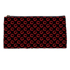 Red Lips Kiss Glitter Pencil Case