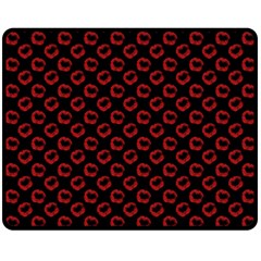 Red Lips Kiss Glitter Fleece Blanket (medium)  by idjy